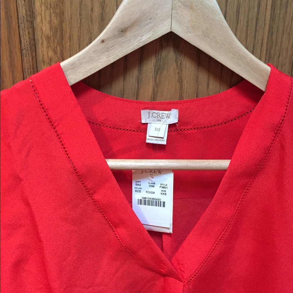 J crew red blouse NWT